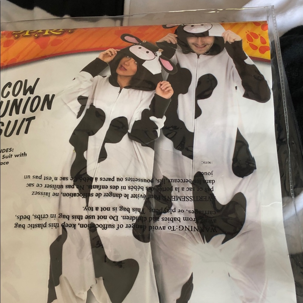 Unisex Adult Cow Union Suit Costume - Black & White Cow Onesie
